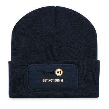  Language level A1, but not dumm - Recycled Patch Beanie - french navy - Front