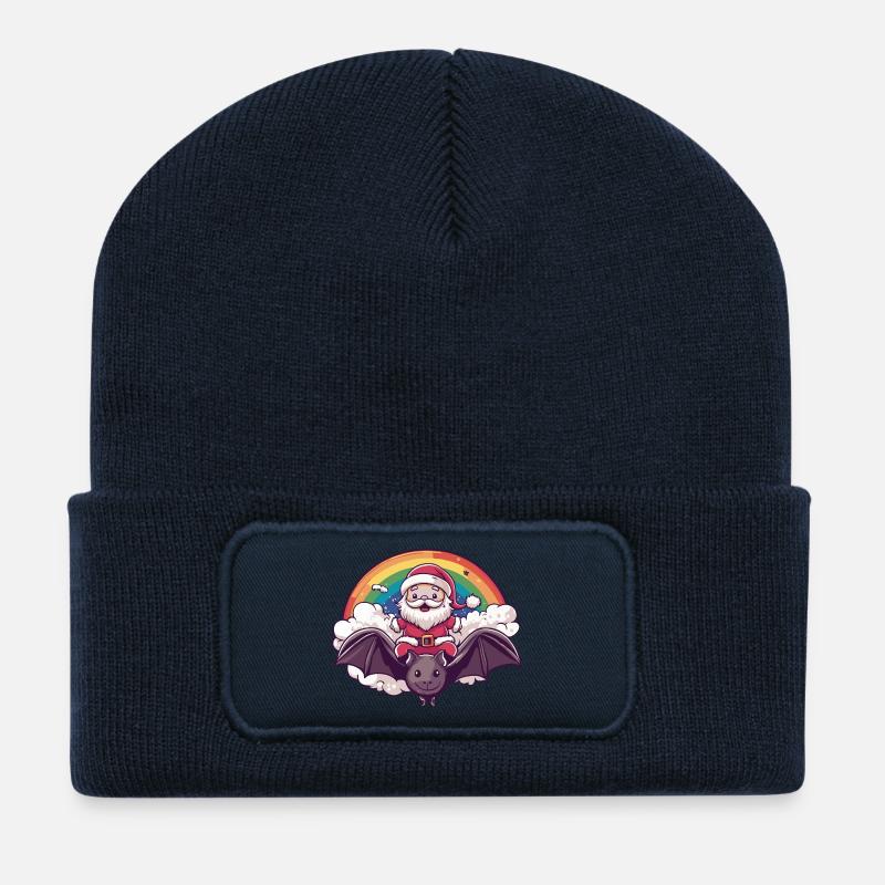 Fledermaus Weihnachtsmann Weihnachten - Recycelte Patch Beanie - French Navy