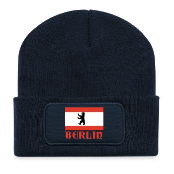 Berlin Bär Flagge Grafik - Recycelte Patch Beanie - French Navy - Vorne