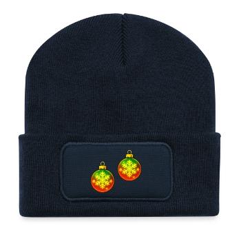 Bal de Noël Boule de Décoration en Flocons de Neige - Beanie recyclé à patch - bleu marine - Devant
