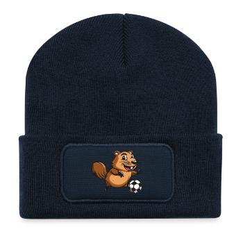 Biber Fußball Sport - Recycelte Patch Beanie - French Navy - Vorne