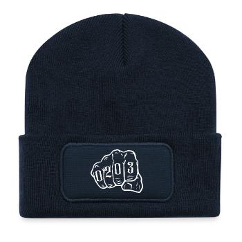 Duisburg Design mit Vorwahl 0203 Ruhrpott Tasche - Recycelte Patch Beanie - French Navy - Vorne