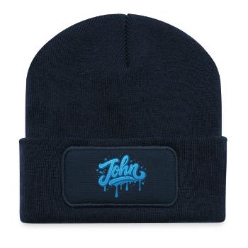 Graffiti JOHN Name Gift Ideal Printable on t - Recycled Patch Beanie - french navy - Front