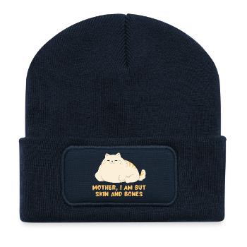 Mother, I Am But Skin And Bones Cat Design - Beanie recyclé à patch - bleu marine - Devant