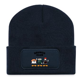 Brunch Club Retro Cartoon Sushi Freunde - Recycelte Patch Beanie - French Navy - Vorne