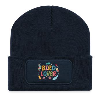 Bird Lover: Cheerful Colors and Feathers - Recycled Patch Beanie - french navy - Front