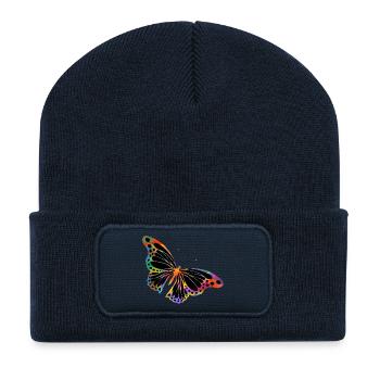 Schmetterling - Recycelte Patch Beanie - French Navy - Vorne
