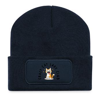 Crazy Cat Lady Club Funny Cat Saying - Recycled Patch Beanie - french navy - Front