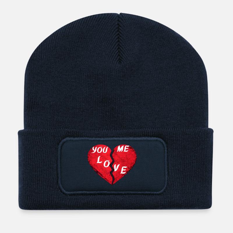 You Me Love – Romantisches Rotes Herz für Saint - Recycelte Patch Beanie - French Navy