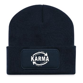 Karma - Minimalistisches Statement Design - Recycelte Patch Beanie - French Navy - Vorne