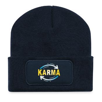 Karma - Minimalistisches Statement Design - Recycelte Patch Beanie - French Navy - Vorne