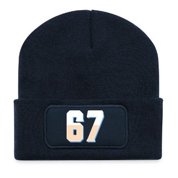 6 7 – Trendy minimalist text design, - Recycled Patch Beanie - french navy - Front