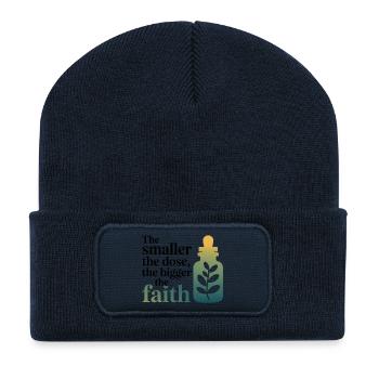 Homéopathie Dose plus petite Plus grande foi Professionnel - Beanie recyclé à patch - bleu marine - Devant