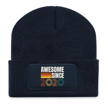 Awesome Since 2020 Retro Vintage Birthday - Recycled Patch Beanie - french navy - Front