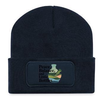 Homeopathie Équilibre de la paix Petite bouteille Profession - Beanie recyclé à patch - bleu marine - Devant