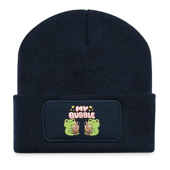 Kawaii Bubble T-Frogs – Cute Frog Duo (MBT) - Recycled Patch Beanie - french navy - Front