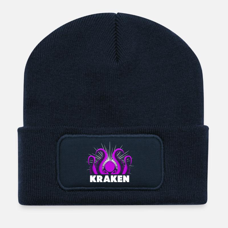 Krake Oktopus Tintenfisch Kraken - Recycelte Patch Beanie - French Navy