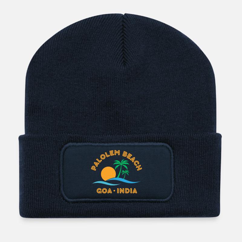Palolem Beach Goa India Sunset - Recycled Patch Beanie - french navy