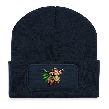 Golden Power Woman Superheldin - Recycelte Patch Beanie - French Navy - Vorne