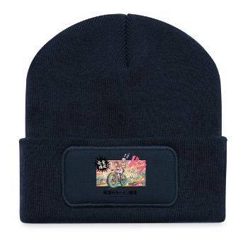 Ramen Delivery Dash Manga Cycling Retro - Recycled Patch Beanie - french navy - Front