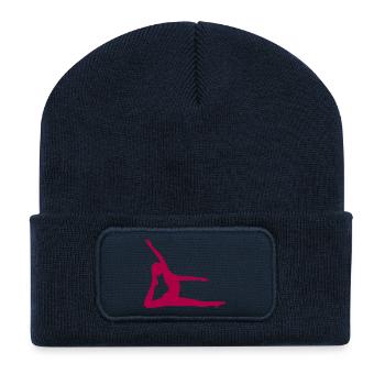 Yoga Formen Silhouetten Achtsamkeit  - Recycelte Patch Beanie - French Navy - Vorne