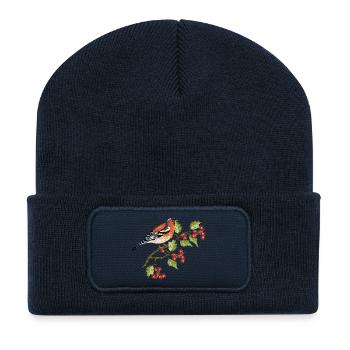 Bunter Vogel - Recycelte Patch Beanie - French Navy - Vorne