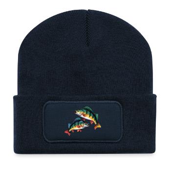 Zwei Barsche - Recycelte Patch Beanie - French Navy - Vorne