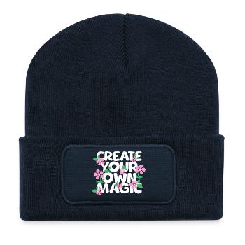 Erschaffe deine eigene Magie - Recycelte Patch Beanie - French Navy - Vorne