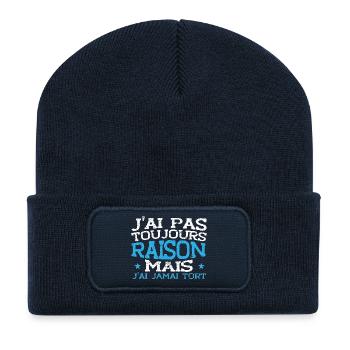 Toujours raison jamais tort - Beanie recyclé à patch - bleu marine - Devant