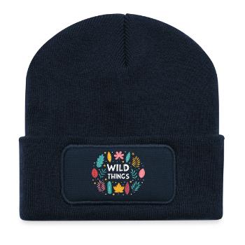 Wild Things Floral Pattern - Recycled Patch Beanie - french navy - Front