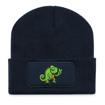 Signe de paix du Gentleman Caméléon - Beanie recyclé à patch - bleu marine - Devant