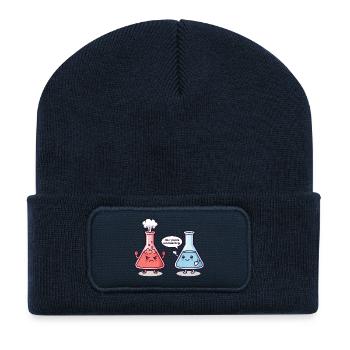 Réaction excessive - Humour de chimiste - Beanie recyclé à patch - bleu marine - Devant