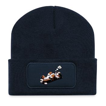 Bouvier bernois, chiens de montagne, propriétaires de chiens de montagne - Beanie recyclé à patch - bleu marine - Devant
