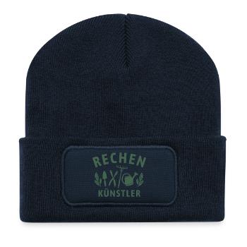 Rechen Künstler - Retro Gärtner Natur - Recycelte Patch Beanie - French Navy - Vorne