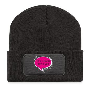 It’s a Dress Not a Yes Statement Design - Recycelte Patch Beanie - Dunkelgrau - Vorne