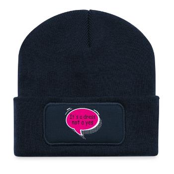 It’s a Dress Not a Yes Statement Design - Beanie recyclé à patch - bleu marine - Devant