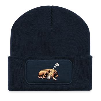 Whippet Greyhound Whippets Propriétaire de lévrier - Beanie recyclé à patch - bleu marine - Devant