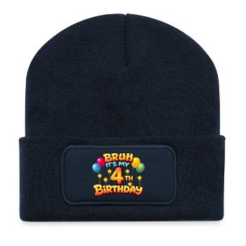 4th birthday shirt birthday shirt for boy 4 year - Beanie recyclé à patch - bleu marine - Devant