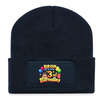 3rd birthday shirt 3rd birthday gift boy girl 3rd  - Beanie recyclé à patch - bleu marine - Devant