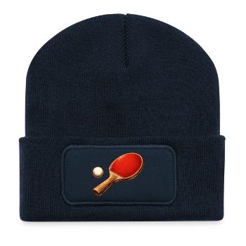 Table Tennis Racket Ball Shirt Ping Pong - Recycled Patch Beanie - french navy - Front