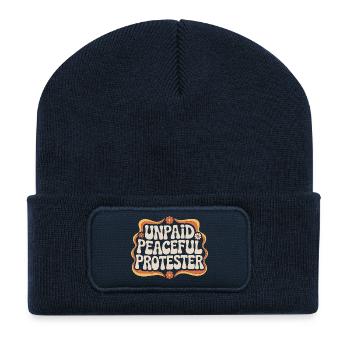 Unpaid Peaceful Protester Aktivistin Spruch Demo - Recycelte Patch Beanie - French Navy - Vorne