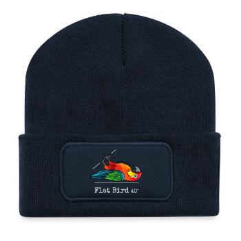 Flat Bird à 40 degrés - Beanie recyclé à patch - bleu marine - Devant