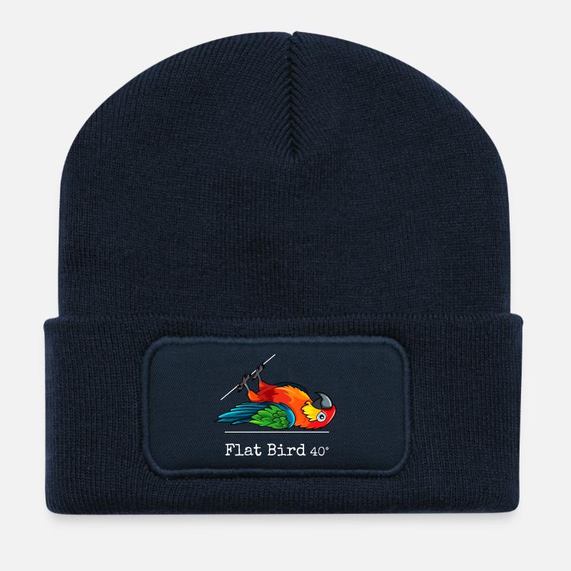 Flat Bird at 40 degrees - Recycelte Patch Beanie - French Navy
