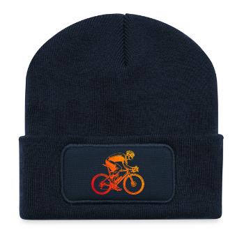 Idée cadeau pour un vélo de route avec vélo de route - Beanie recyclé à patch - bleu marine - Devant