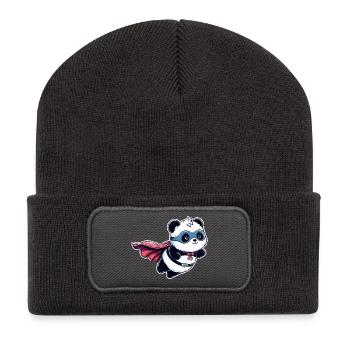 Panda Bär Helden Bärchen Superhelden Teddy - Recycelte Patch Beanie - Dunkelgrau - Vorne