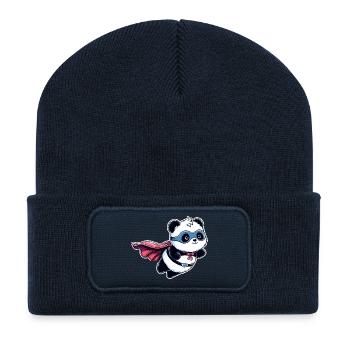 Panda Bär Helden Bärchen Superhelden Teddy - Recycelte Patch Beanie - French Navy - Vorne