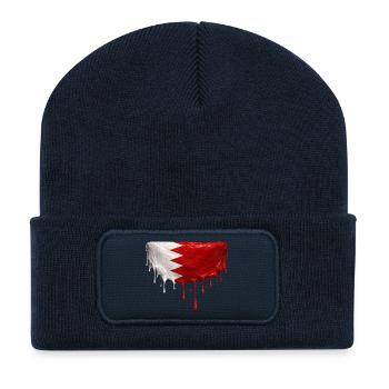 Bahrain Flagge Tropfen Kunst - Recycelte Patch Beanie - French Navy - Vorne