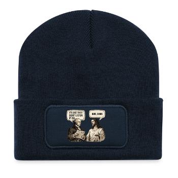 Ils n’ont pas écouté, frère, même sarcasme, humour de mèmes - Beanie recyclé à patch - bleu marine - Devant