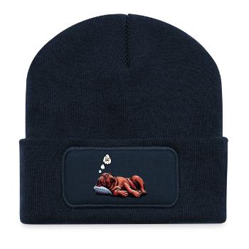Mastiff de Bordeaux Propriétaire du Mastiff de Bordeaux - Beanie recyclé à patch - bleu marine - Devant