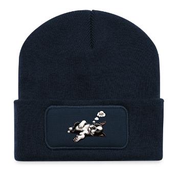 Boston Terrier Boston terrier besitzer Bostie - Recycelte Patch Beanie - French Navy - Vorne